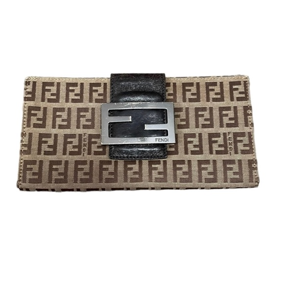 Fendi Zucchino Canvas Logo Buckle Flap Wallet - Picture 3 of 16
